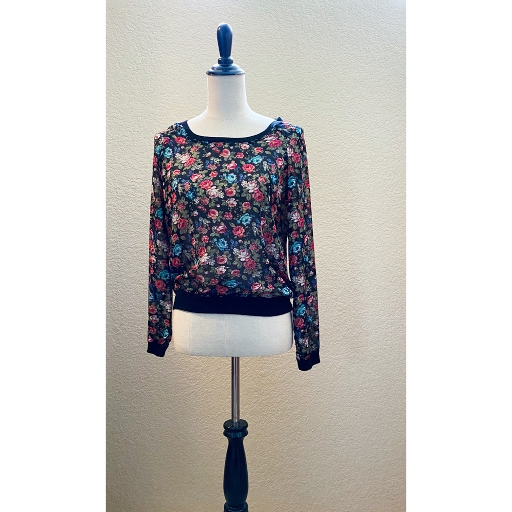Floral semi sheer top